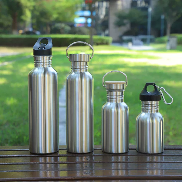 Cross-border 304 stainless steel single-layer sports water cup convenient outdoor riding climbing water bottle all-steel American-style big mouth bottle