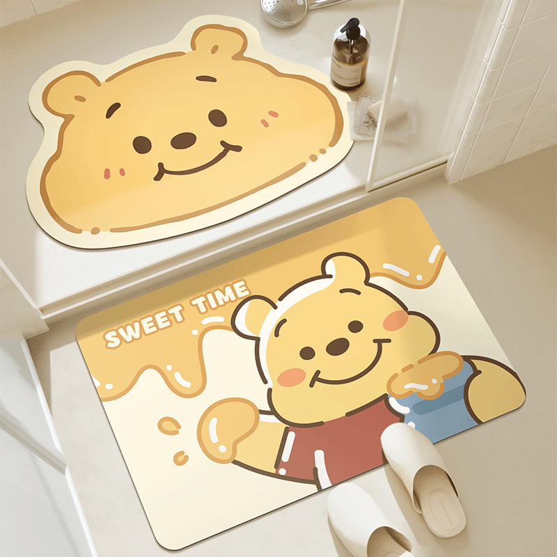 Cartoon Bathroom Absorbent Quick-Drying Foot Mat, Household Non-Slip Diatomaceous Earth Floor Mat, Kitchen Entrance Dirt-Resistant Floor Mat