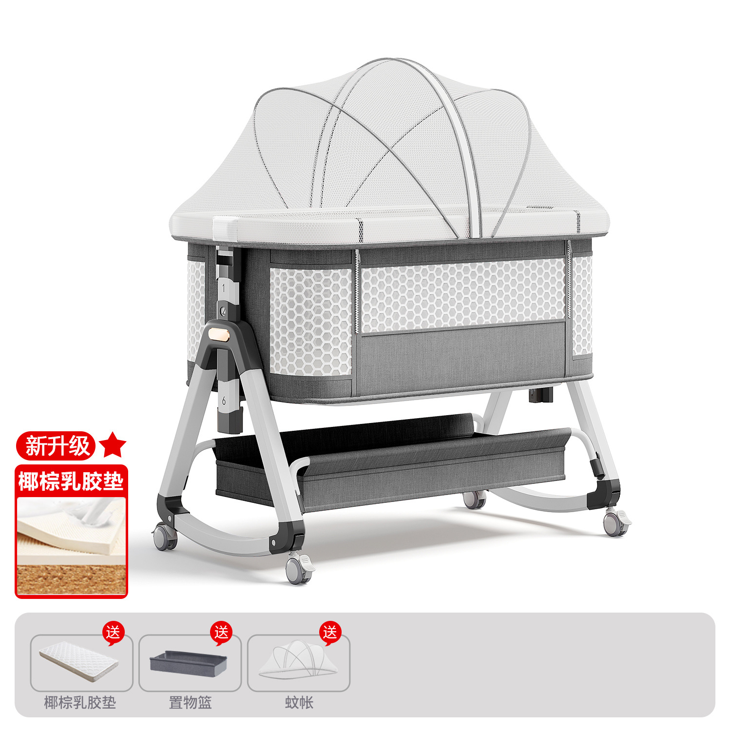 Cama de bebé móvil portátil cuna cama plegable multifuncional BB cama para recién nacidos empalme cama grande