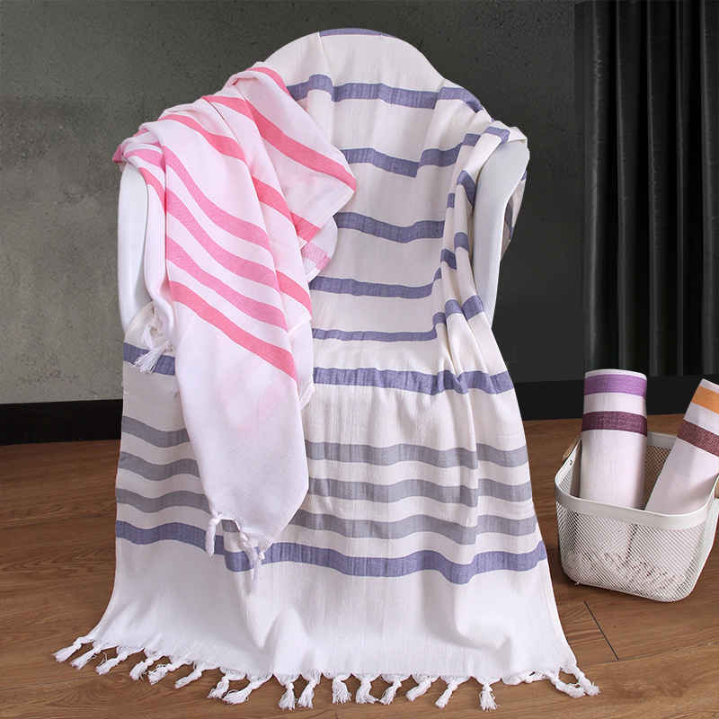Turkey beach towel cotton European and American striped yarn-dyed tassel bath towel foreign trade cross-border cotton beach towel custom Turkey beach towel cotton European and American striped yarn-dyed tassel bath towel foreign trade cross-border cotton beach towel custom