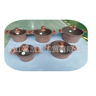 Foreign Trade Export Die-Cast Pot 10-Piece Set Large Diamond Aluminum Pot Set Maifan Stone Die-Cast Soup Pot Die-Cast Non-Stick Soup Pot