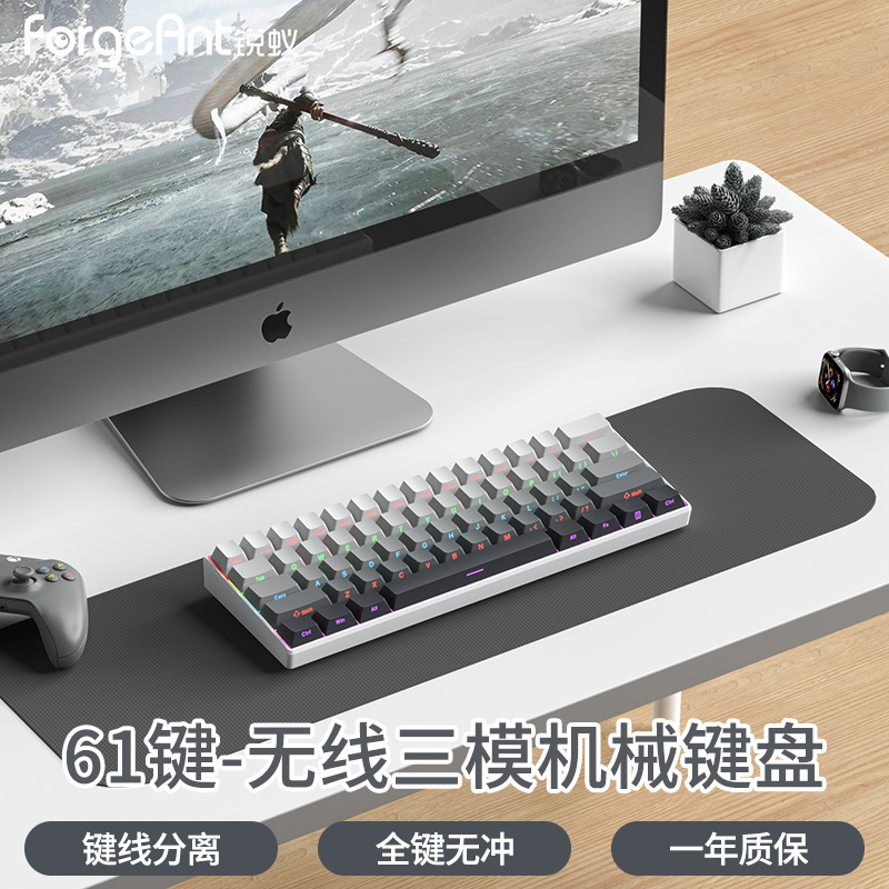 Ruiyi F61 メカニカルキーボード e スポーツゲームオフィスワイヤレス 3 モードノートブックデスクトップポータブル男性と女性のキーボード|undefined