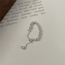 S925純銀波光粼粼串珠戒指女韓式風簡約時尚疊帶鏈條指環廠家批發