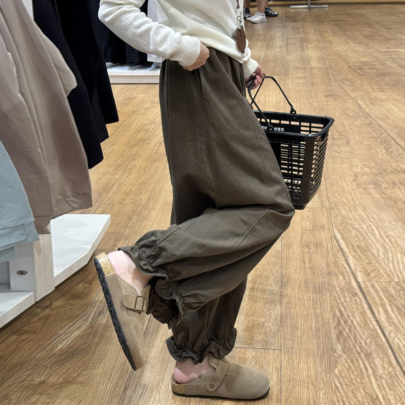 孕妇棕色阔腿花苞工装裤子女秋新款大码女装胖mm九分灯笼休闲裤|undefined