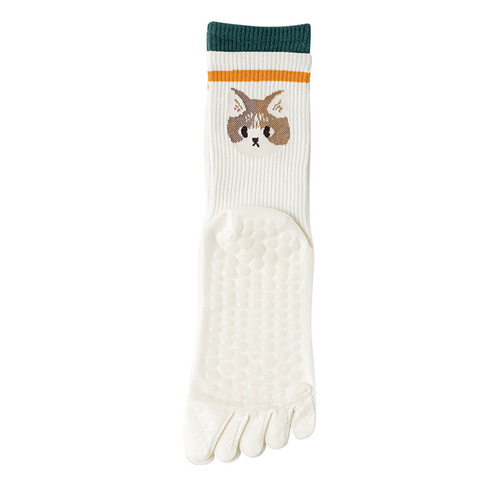Five-finger socks silicone professional non-slip mid-length split-toe cotton socks Pilates cute cartoon silent sports yoga socks