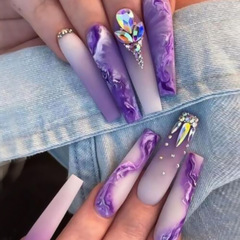 Luxury Purple Orchid Sparkling Handmade Wearable Nails, Removable Nail Sticker Sheets, Bulk Nail Art Sheet Sets