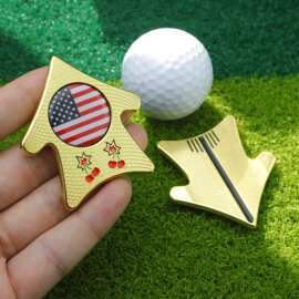 新款多功能推杆对准工具 金属搪瓷烤漆球标马克Golf Marker现货