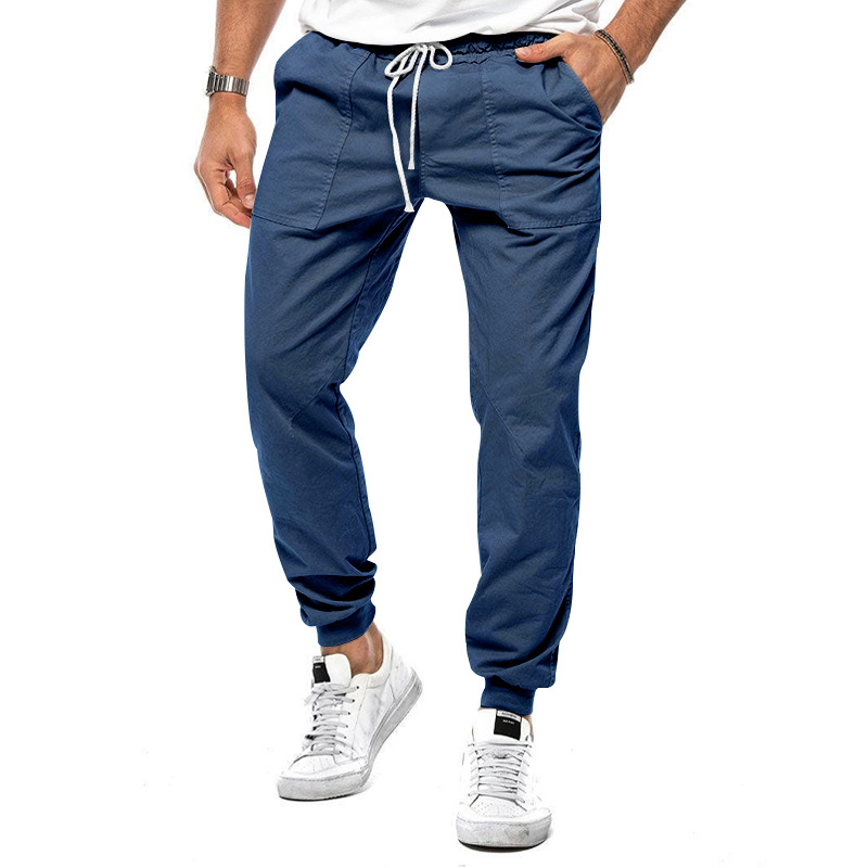 2024 Men's Spring And Summer New Style Classic Drawstring Pants Solid Color Woven Casual Sports Work Trousers Plus Size Men's Clothing_voghion.com
