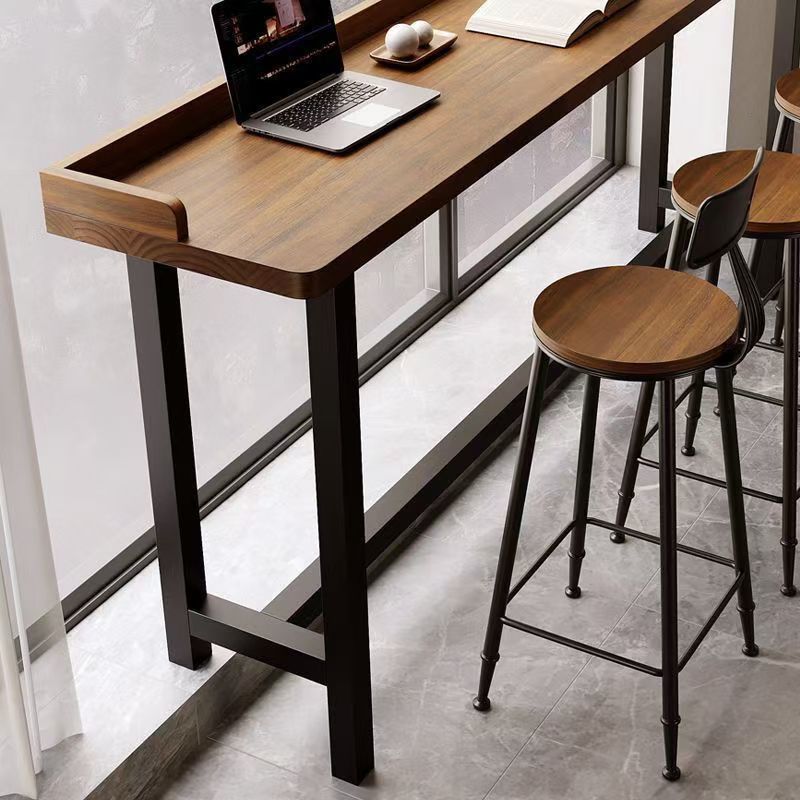 Solid Wood Bar Table Modern Creative Simple Baffle Balcony Leisure Bar Wall Nordic High Table and Chair Combination