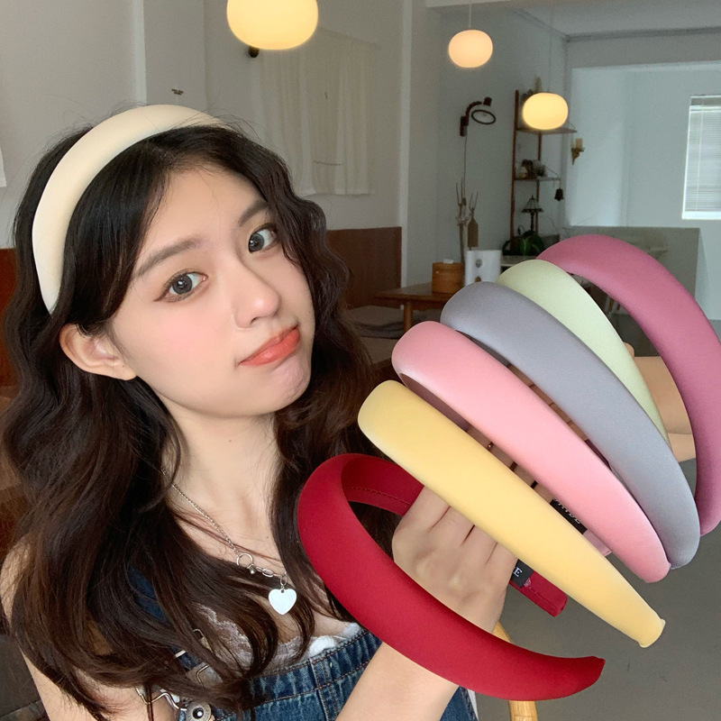 Candy Simple Hair Hoop Women's 2023 New Satin High Cranial Top Sponge Hair Stamp All-match Pressure Hair Hoop Candy Simple Hair Hoop Women's 2023 New Satin High Cranial Top Sponge Hair Stamp All-match Pressure Hair Hoop