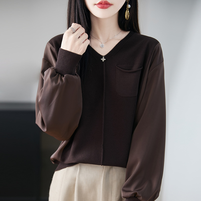 春装V领露锁骨显瘦打底针织衫2025新款洋气遮肉短款上衣女薄小衫|undefined