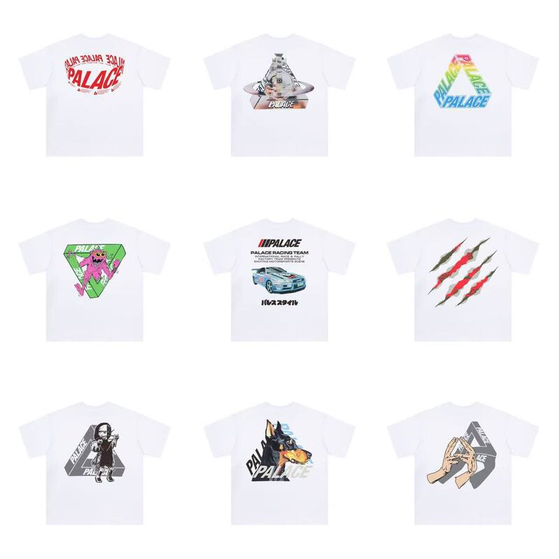 25S Cross-Border Trendy Brand Palace British Trendy Brand Triangle Print Men and Women Couple Loose Round Neck Short-Sleeved T-Shirt Ready for Sale