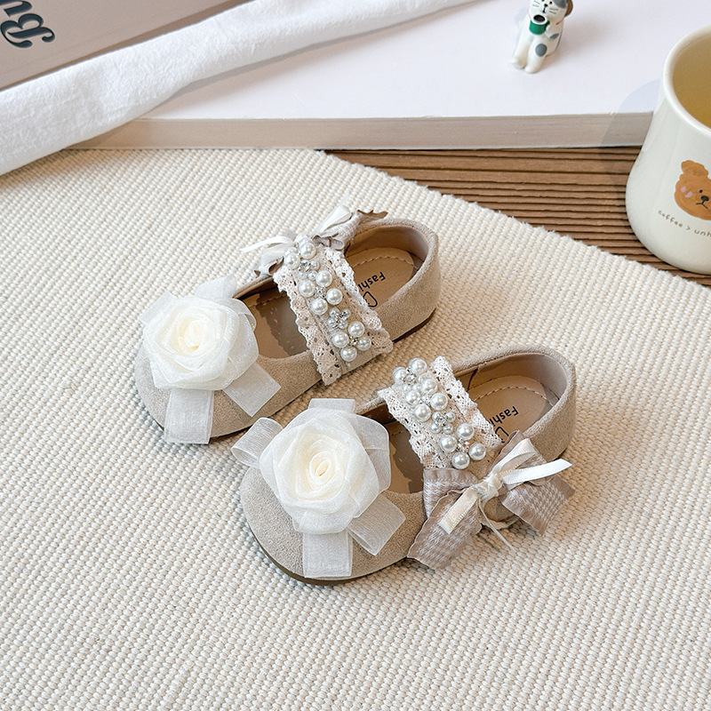 Mother & Kids Spring Collection Little Girls' Leather Shoes Lace Trim Princess Dance Soft Soled Single Stylish Shoes For Girls_voghion.com