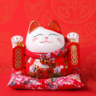 Dehua factory ceramic fortune cat piggy bank decoration store opening activity gift logo piggy bank