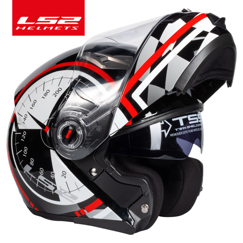 Casco de doble lente LS2 Casco de motocicleta Casco completo antivaho para hombres y mujeres Casco gris Semi Locomotora Four Seasons Universal FF370