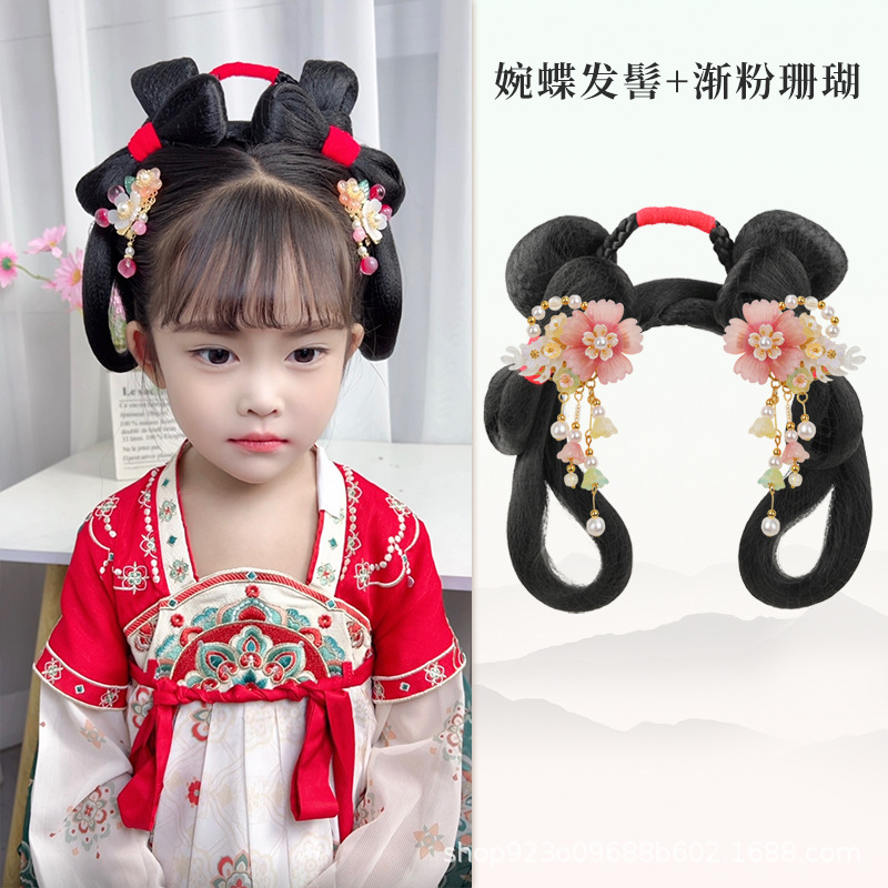 나비 수녀의 산호 머리 액세서리 쌍