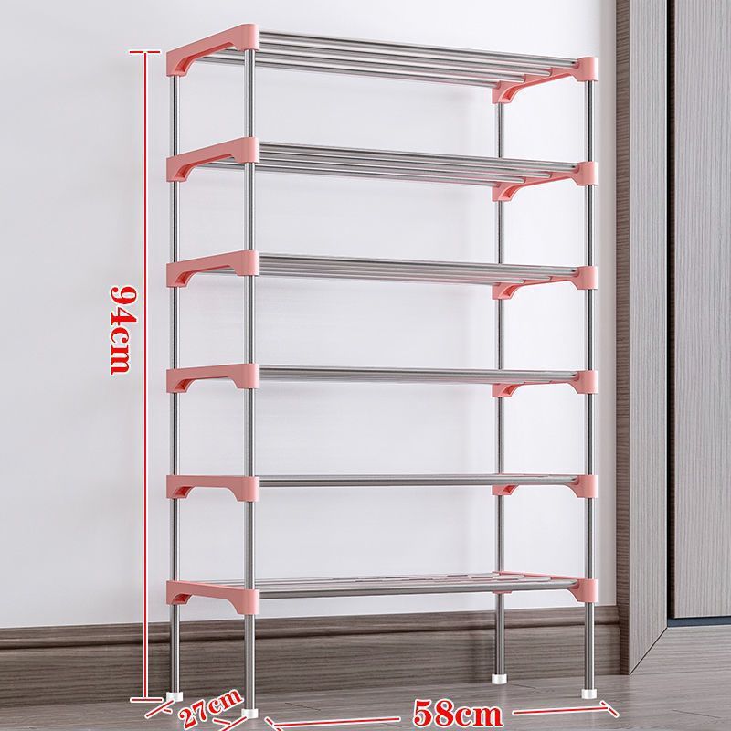 Estante de zapatos simple hogar dormitorio económico multicapa puerta de alquiler de almacenamiento espacio de ahorro de montaje estante de zapatos al por mayor