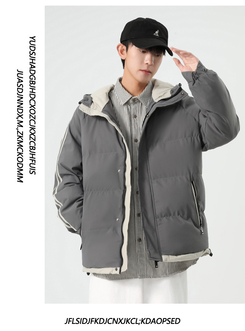 Giubbotto imbottito con cappuccio uomo taglie forti a righe_voghion.com