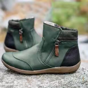 Big size short tube fall and winter new double zipper flat boots_voghion.com