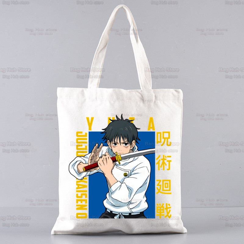 Jujutsu Kaisen Gojo Goku impresa bolsa de lona Harajuku bolso de hombro bolso de moda estudiante bolsa de compras