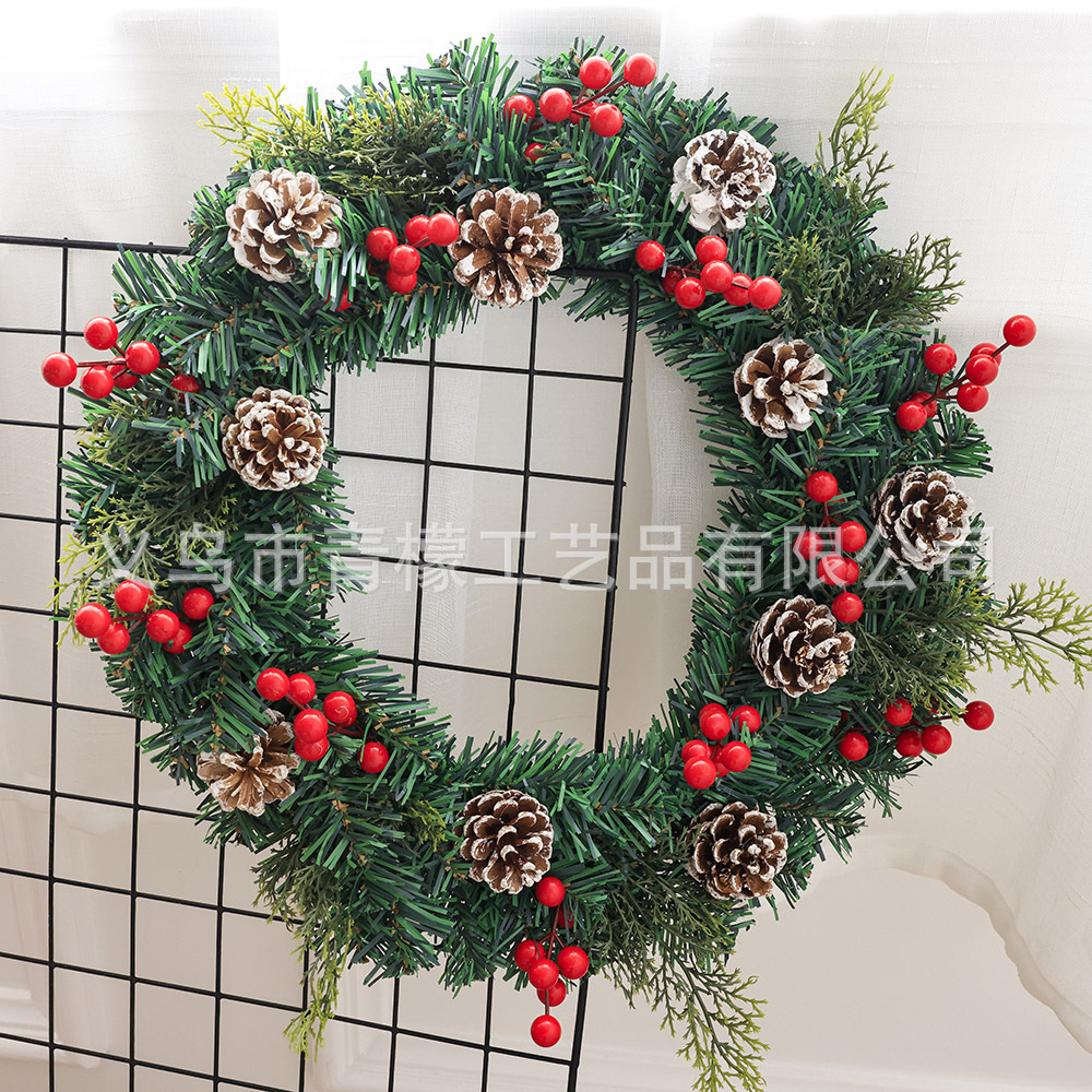 Nuevas guirlas de pino de Navidad vinas de Navidad decoración de fruta roja hecha a mano PVC guirlas de Navidad decoración de fiestas
