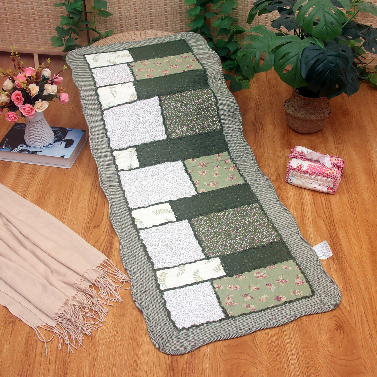 Korean Cotton Bedside Mat, Door Mat, Fabric Quilted Anti-Slip Patchwork Living Room Mat [Small Wholesale]