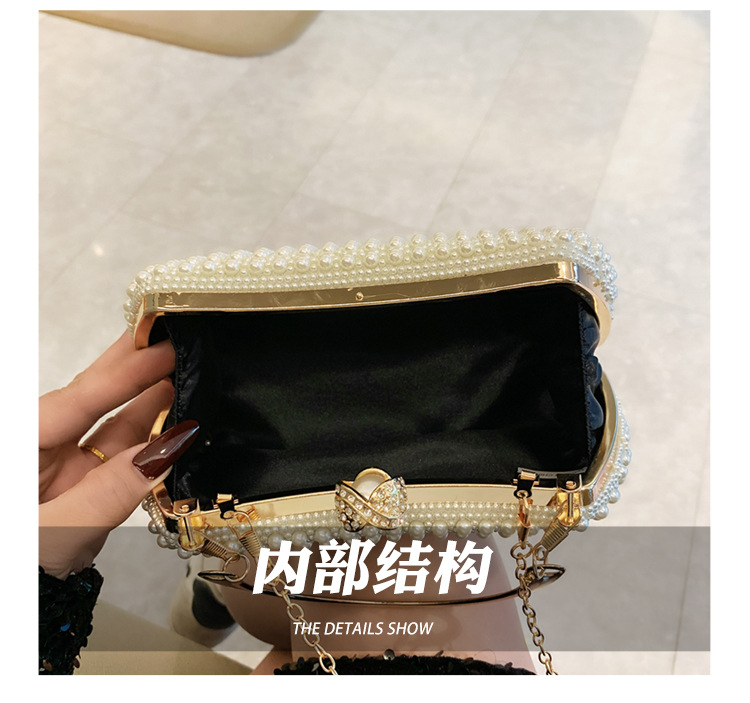 New pearl lady's handbag, banquet dress crossbody bag, elegant socialite dinner bag, high-end underarm bag wholesale undefined