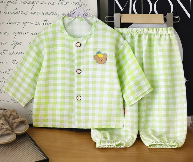 Hombres y niñas nubes algodón conjunto de ropa de casa cardigan de verano dibujos animados pijamas para niños pantalones de primavera y otoño dos piezas