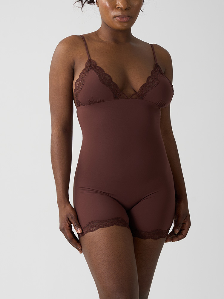 Body triangle en dentelle – Body à bretelles réglables et taille haute (Noir/Rose/Marron, S-XL)_voghion.com