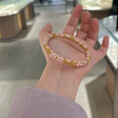 足銀999.9金メッキ透かし彫り花糸エナメル十里桃花閉口ブレスレット金店同春夏新作プレゼント