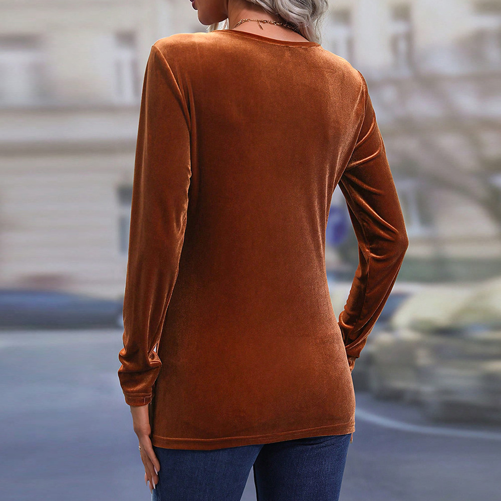 Vestito donna a maniche lunghe in tinta unita elegante casual_voghion.com