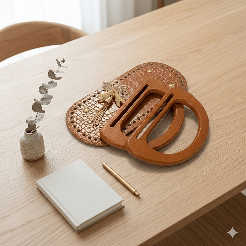 New PU leather handbag handle, PU leather bag base accessories, DIY woven bag handle decorative buckle, fashionable women's bag accessories