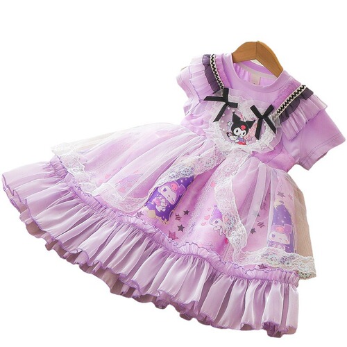 Kuromi 2024 summer new style girls dress Lolita princess dress lace tutu skirt birthday dress