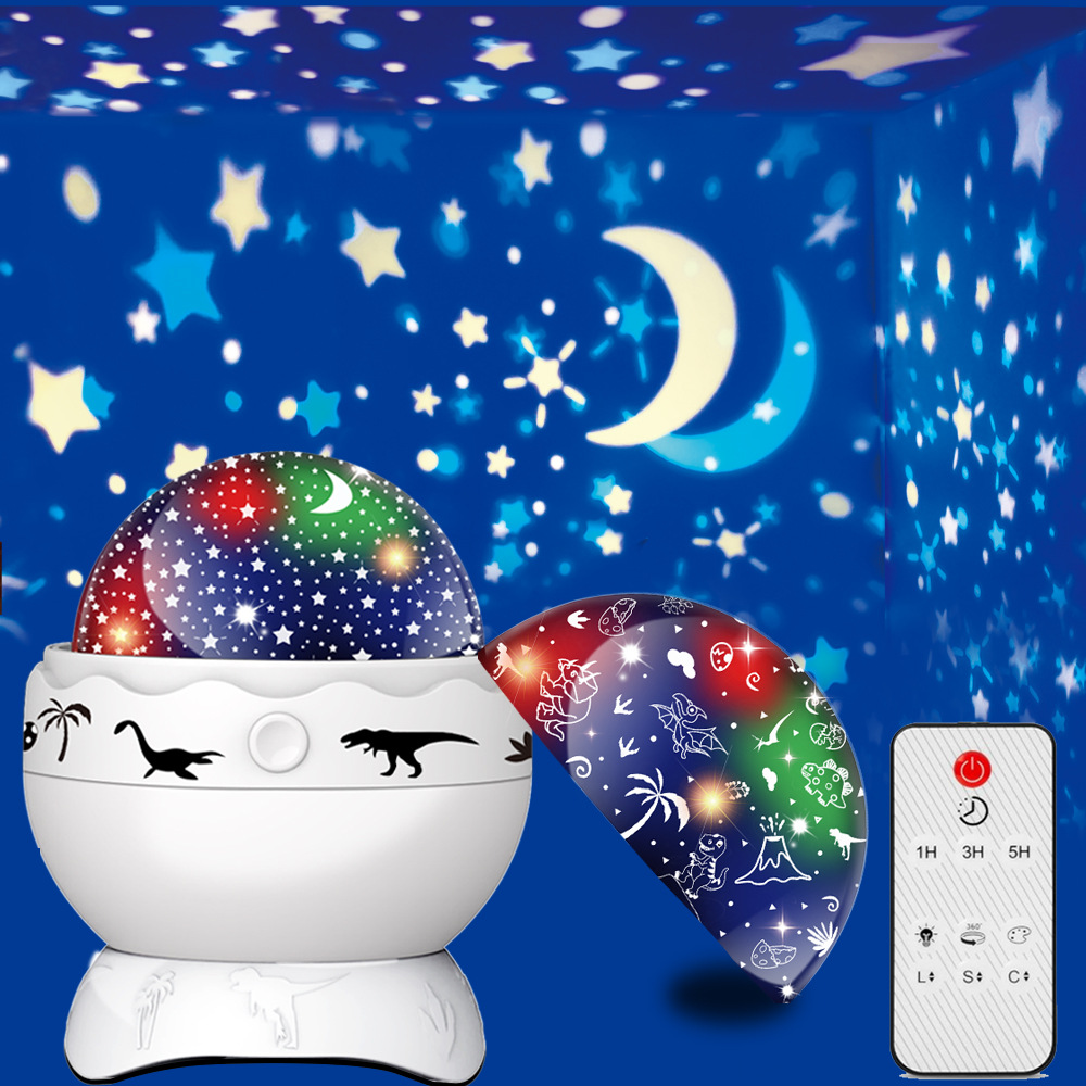 흰색의 다양한 공룡 알 별이 빛나는 하늘 램프