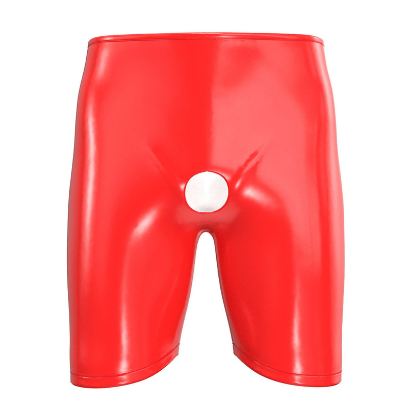 Cross-border Products Men's PVC Highlight Patent Leather Shorts Leather Elegant Open Pants No Odor Accurate Size