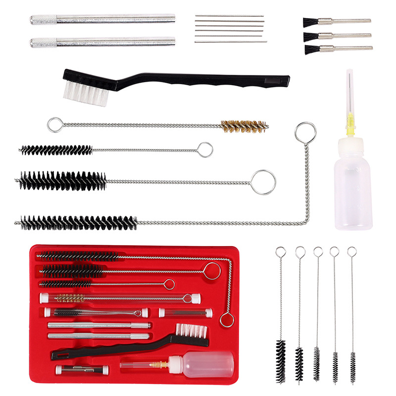 跨境热卖喷枪清洁工具保养维护尼龙毛刷喷漆枪清洗通针清洁刷套装