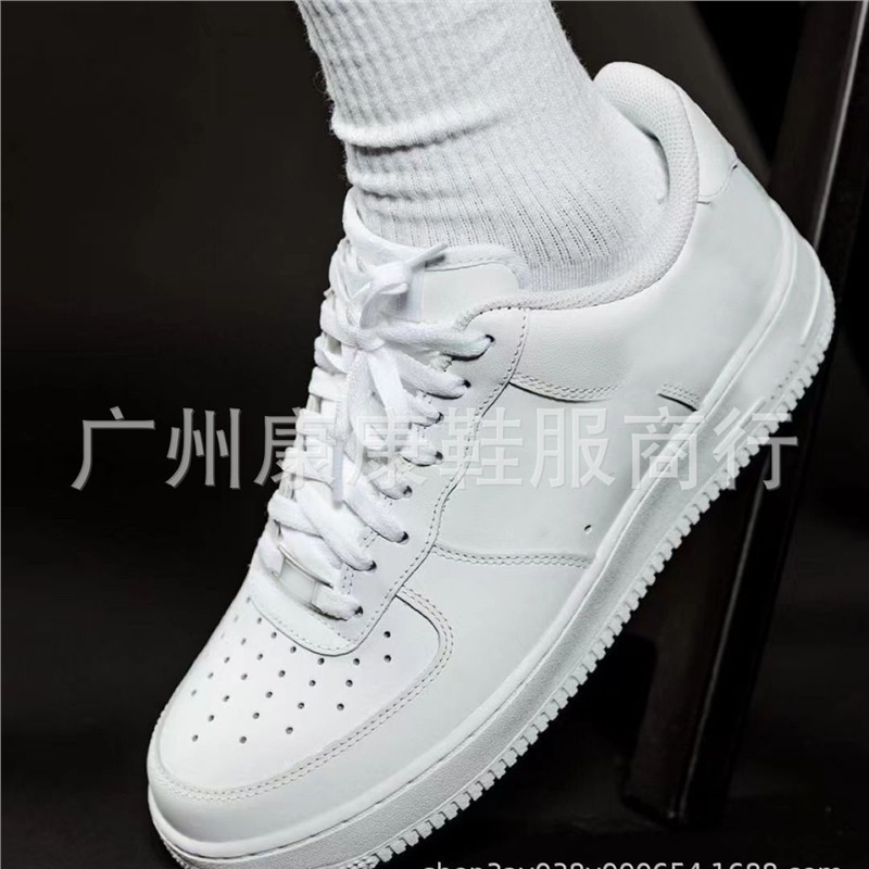 Guangzhou Kangkang Shoes & Clothing High Version Air Force 1 Pure White Low Classic Af1 Sports Style Sneakers Women's White Shoes