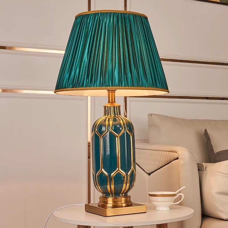 American Modern Export Ceramic Table Lamp Hotel Room B&B Entrance Bedroom Fabric Interior Decoration Lamps Wholesale