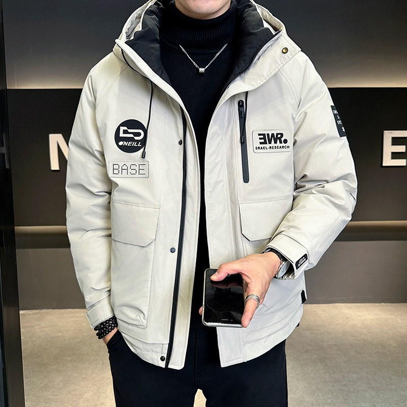 Marca de moda transfronteriza herramientas deportivas al aire libre montañosas de alta calidad transmisión en vivo explosivo chaqueta de plumón con capuchón se puede abrir dos