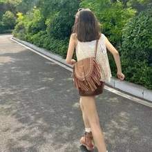 韩版女包包 2024新款流苏包女士斜挎包潮流女款小包单肩包空气包
