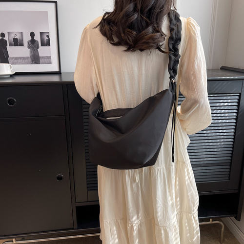 Bags  New Korean Style Simple Solid Color Pleated Cloud Bag Versatile Casual Dumpling Shape Single Shoulder Crossbody Bag for Women