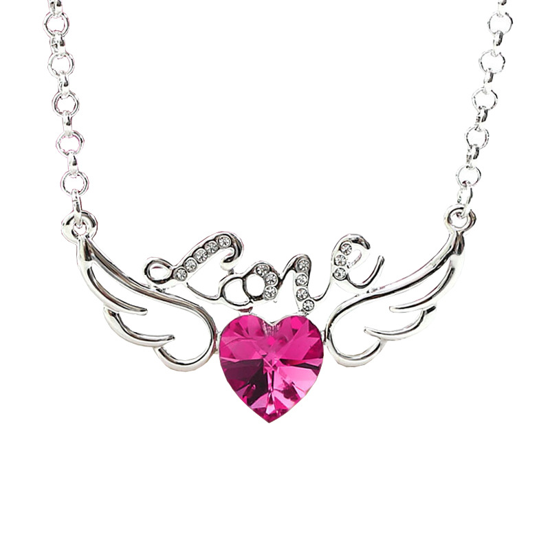 cable chain Chain Type Festival Occasion Fashion Letter Heart Shape Wings Alloy Inlay Artificial Crystal Valentine's Day Women's Necklace