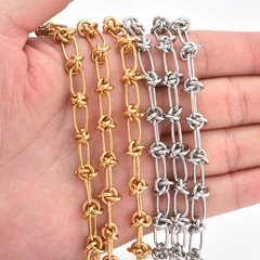 Stainless steel handmade knotted thorn chain with color-retaining 18k gold, Western and European personalized hip-hop titanium steel DIY jewelry chain.