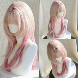 粉色假发女长发网红同款高层次长直发自然lolita仿真发全头套厂家