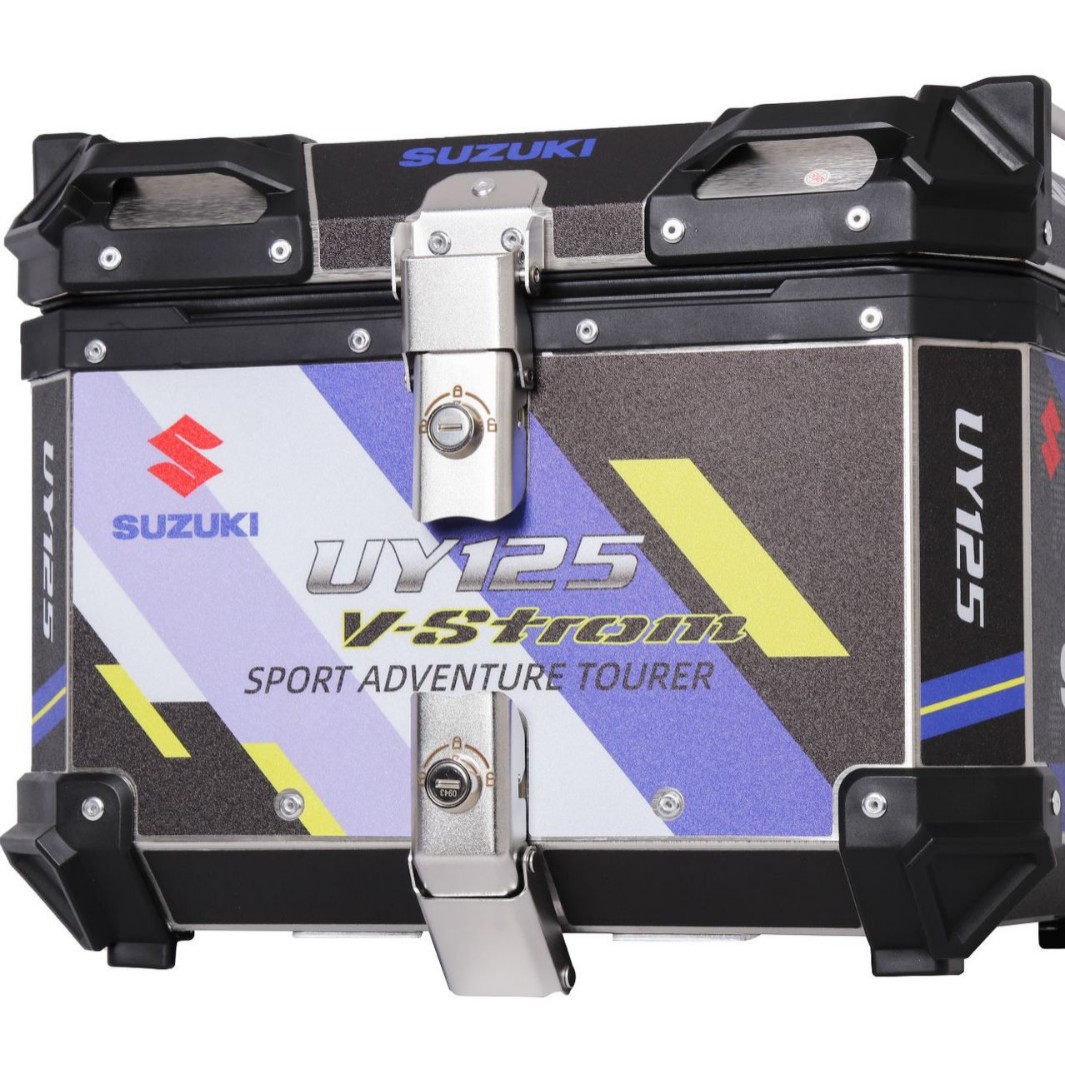 45LUY125 calcomanía negro azul aleación de aluminio caja trasera motocicleta caja trasera scooter ternero coche eléctrico baúl