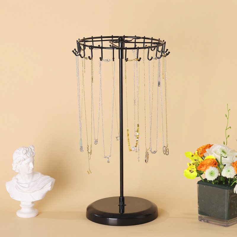 Iron Necklace Rack Jewelry Display Rack Rotatable Brush Storage Rack Removable Keychain Car Hanging Pendant Rack