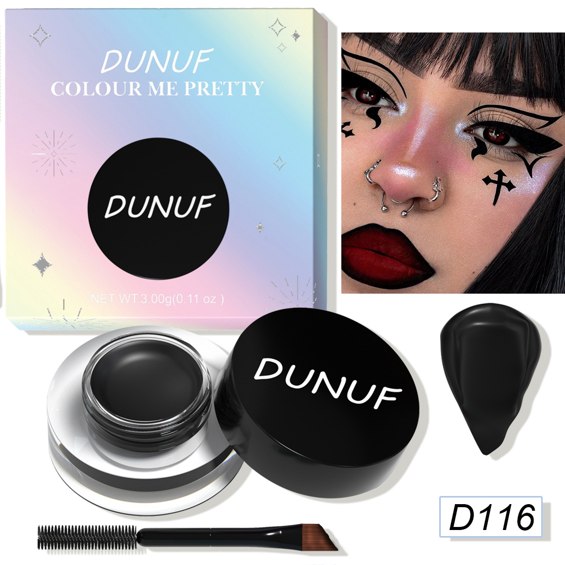 DUNUF 12 Face Color Waterproof Eyeshadow Long-lasting Eyeliner Matte Gloss Eyebrow Dye Universal Note Disclaimer undefined