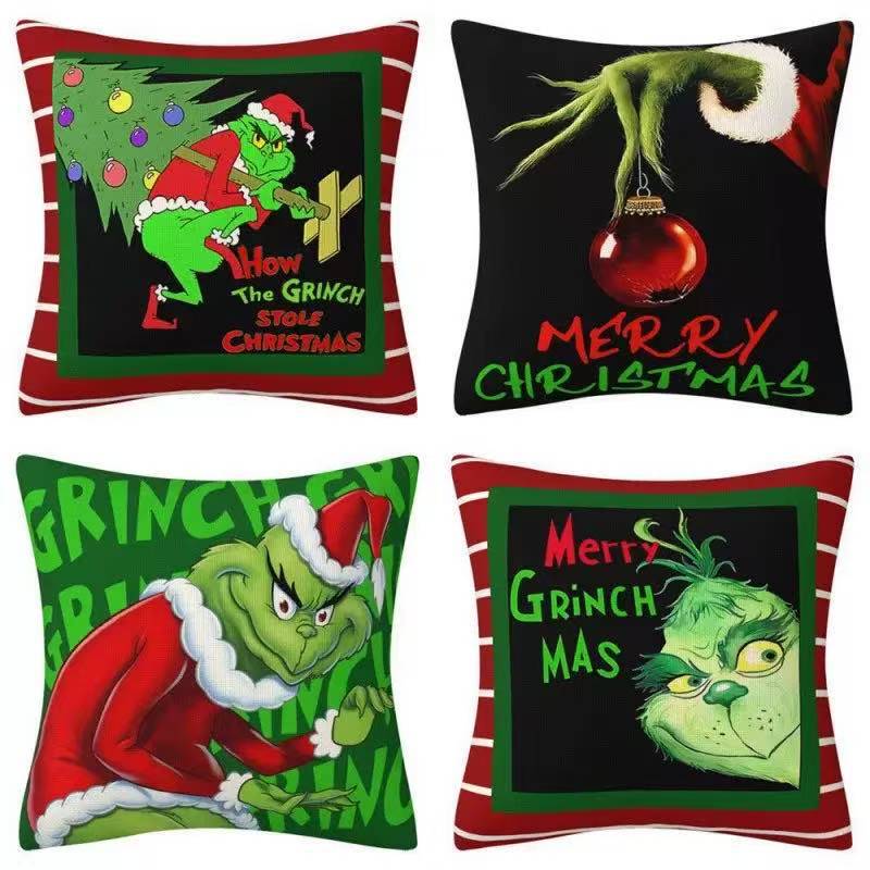 クロスボーダークリスマス枕感謝祭リネンショートぬいぐるみピーチスキンプリントクッション背もたれクリスマス枕カバー|undefined