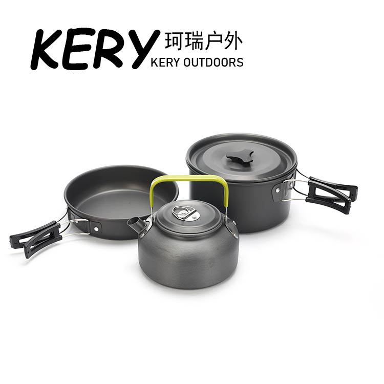 Conjunto de olla al aire libre Amazon Venta caliente camping pot camping tetera olla conjunto 308 ventas directas de fábrica