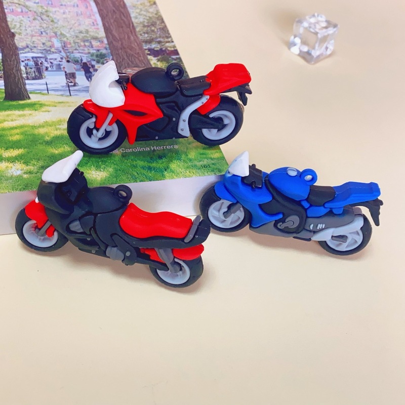 XQ405 creative three-dimensional motorcycle soft rubber doll keychain accessories stationery clothing decoration DIY handmade accessories